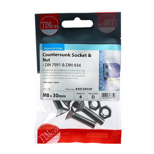CSK Socket & Nut - A2 SS - Image 2
