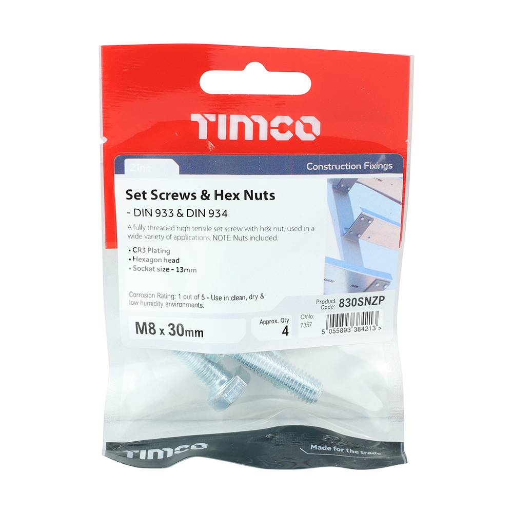 Set Screw & Hex Nut - BZP - Image 2