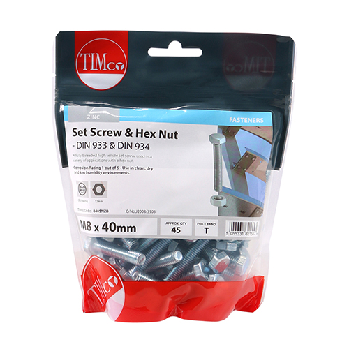 Set Screw & Hex Nut - BZP - Image 2