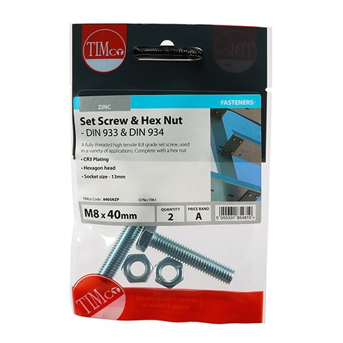 Set Screw & Hex Nut - BZP - Image 2