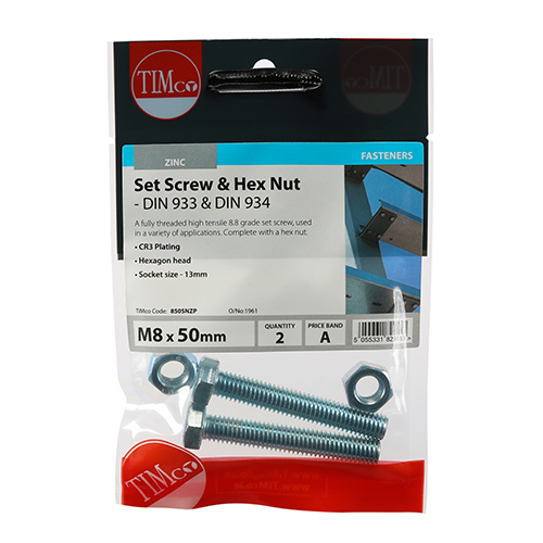 Set Screw & Hex Nut - BZP - Image 2