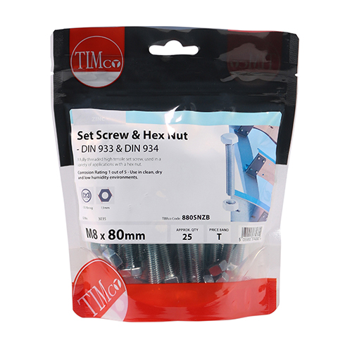 Set Screw & Hex Nut - BZP - Image 2