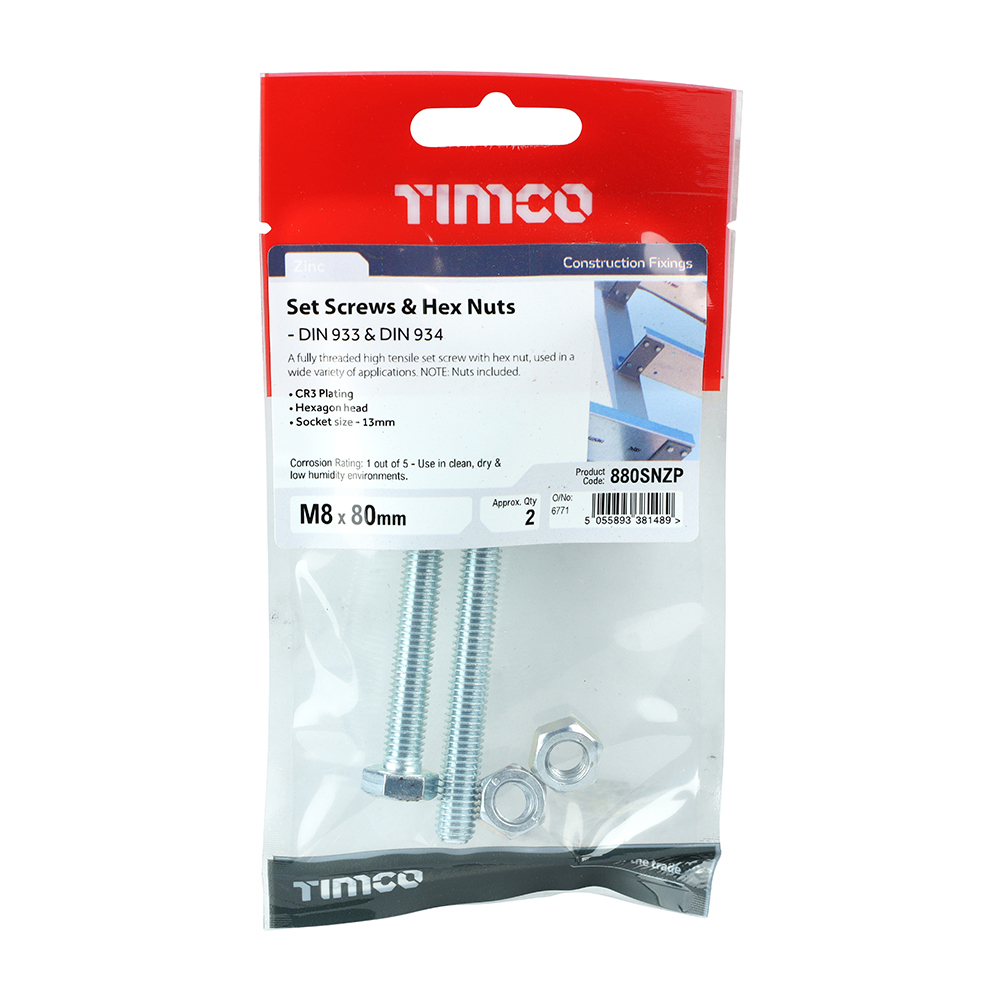 Set Screw & Hex Nut - BZP - Image 2