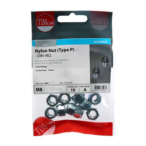 Nylon Nut Type P DIN 982 BZP - Image 2