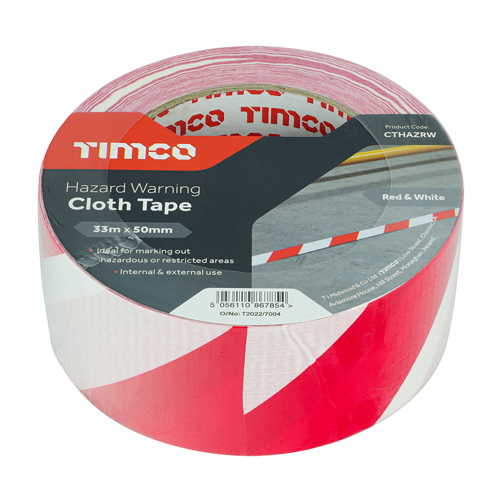 Hazard Cloth Tape - Red/Wht - Image 2