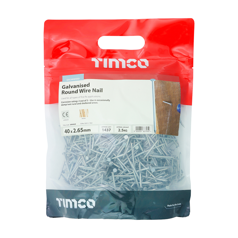 Round Wire Nail - Galvanised - Image 2