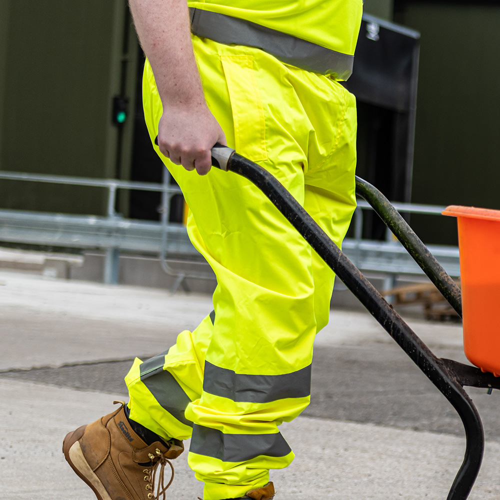 Hi-Vis Elastic Trousers Yellow - Image 5