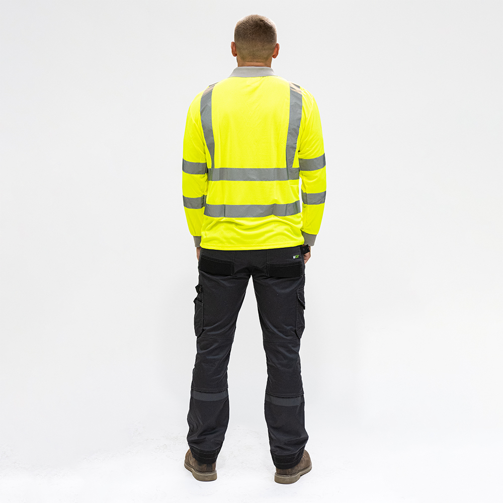 Hi-Vis Polo L/SLEEVE Yellow - Image 3