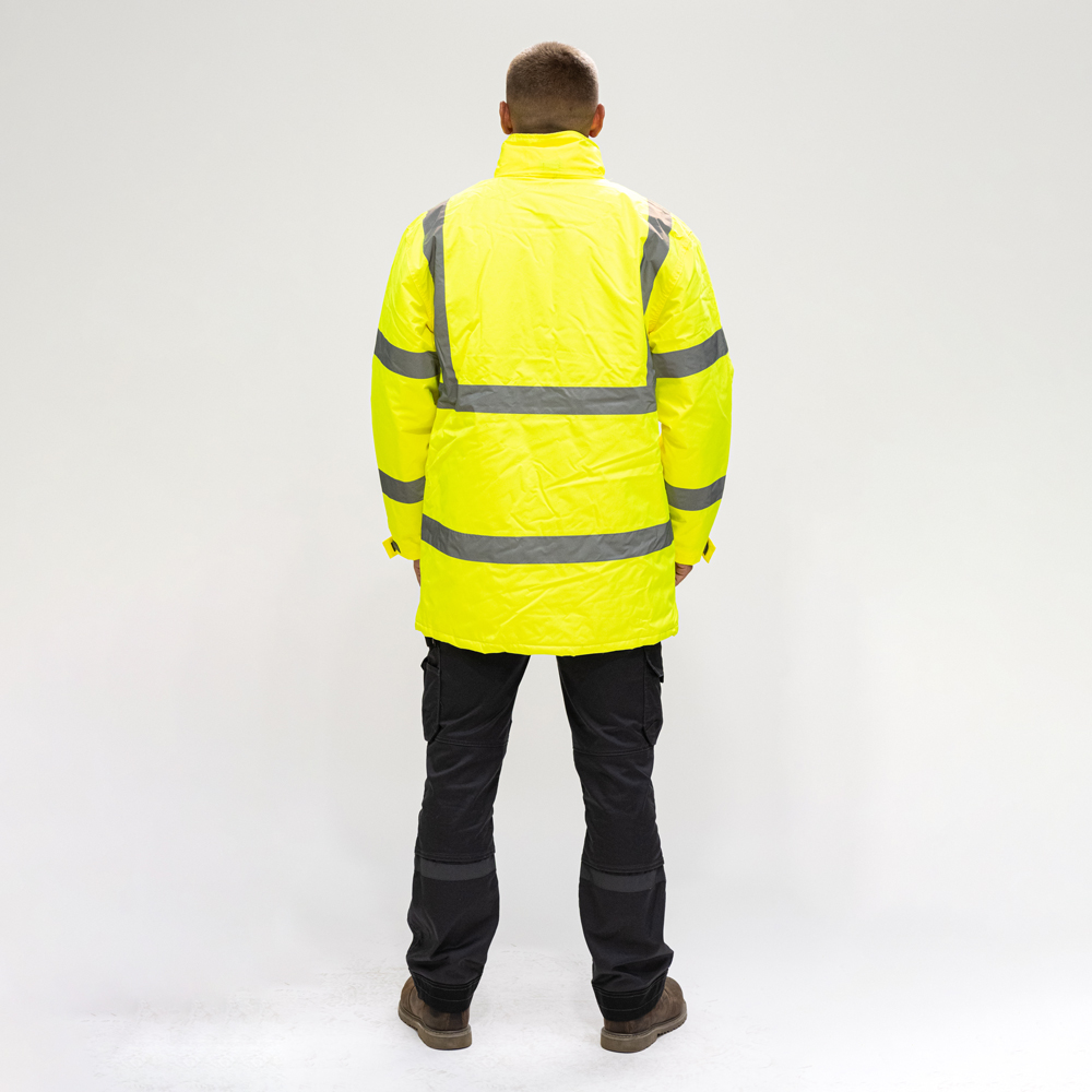 Hi-Vis Parka Jacket Yellow - Image 3