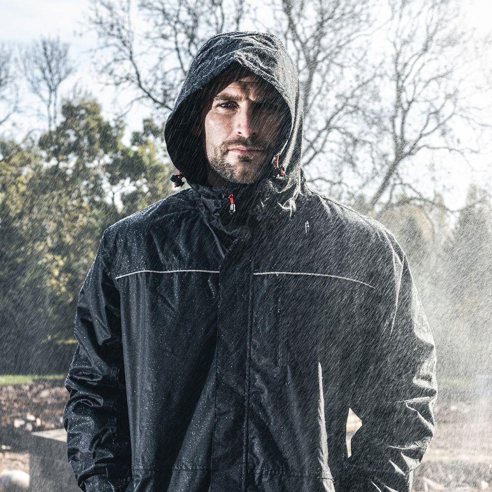 Lined Rain Jacket Black/Navy - Image 4