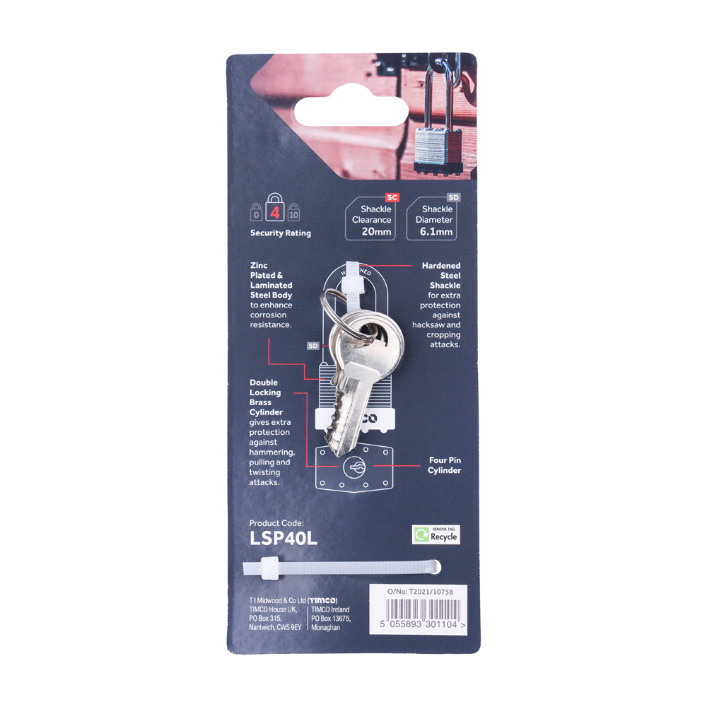 Long Shackle Laminated Padlock - Image 3