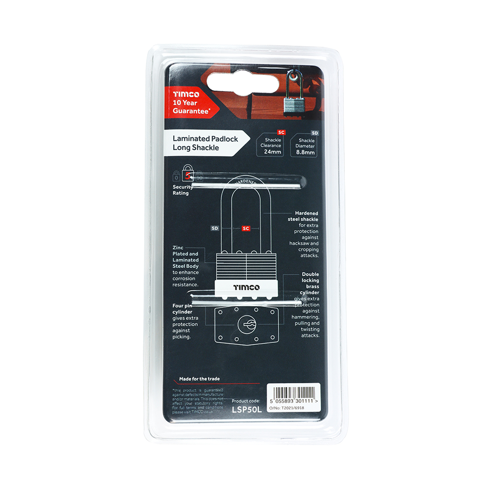 Long Shackle Laminated Padlock - Image 3