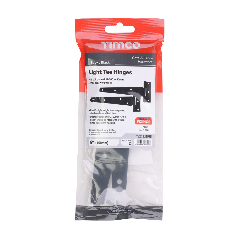 Light Tee Hinge Pair Black - Image 2