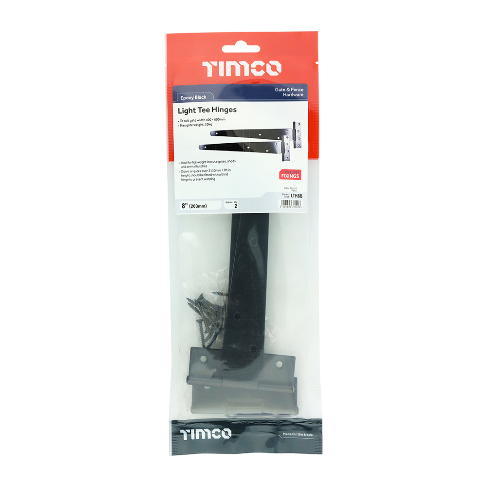 Light Tee Hinge Pair Black - Image 2