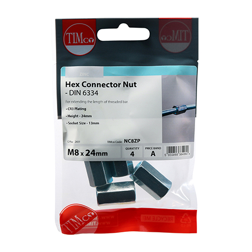 Connector Nut DIN 6334 - BZP - Image 2