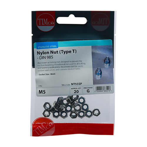 Nylon Nut Type T DIN 985 A2 SS - Image 2