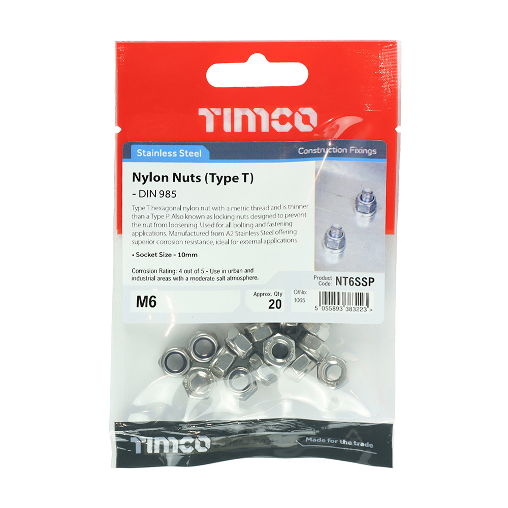 Nylon Nut Type T DIN 985 A2 SS - Image 2