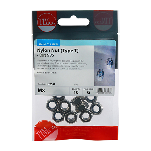 Nylon Nut Type T DIN 985 A2 SS - Image 2