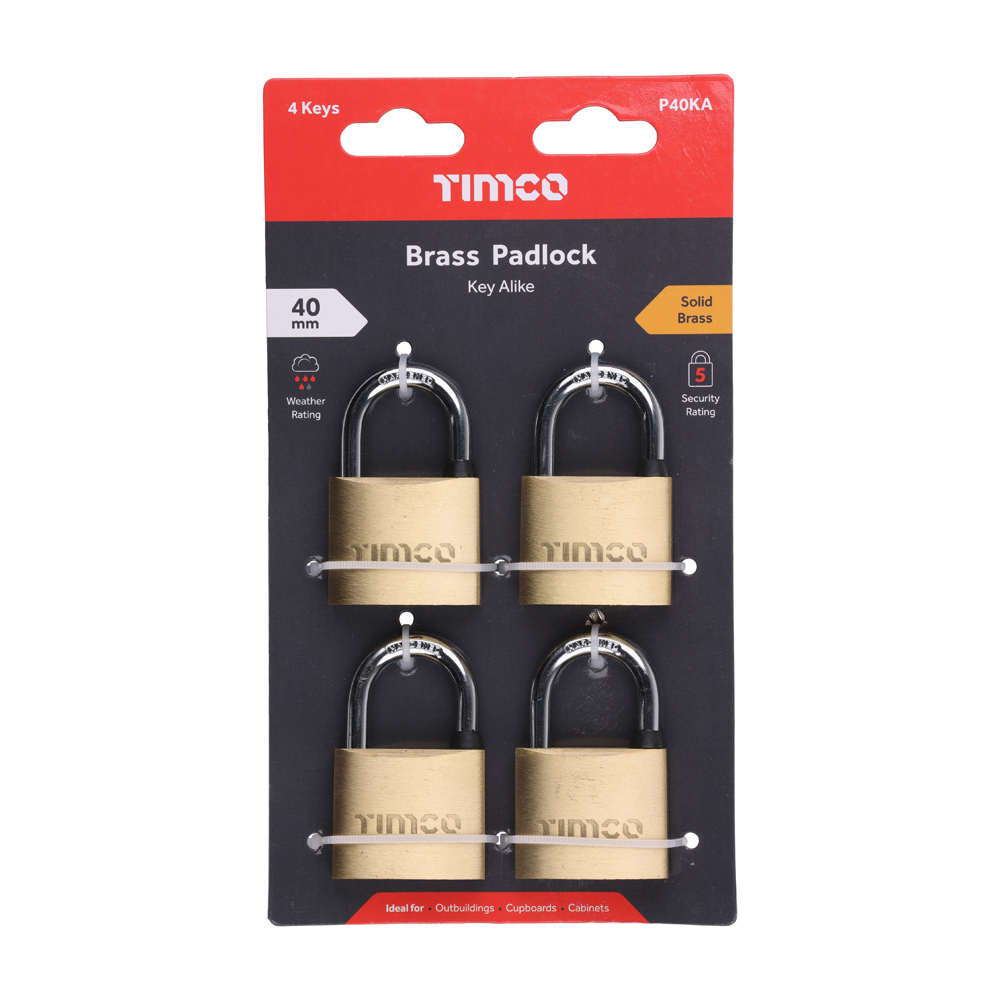 Brass Padlock x 4 (Key Alike) - Image 2