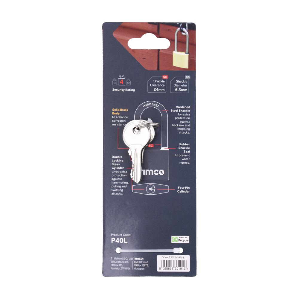 Long Shackle Brass Padlock - Image 3