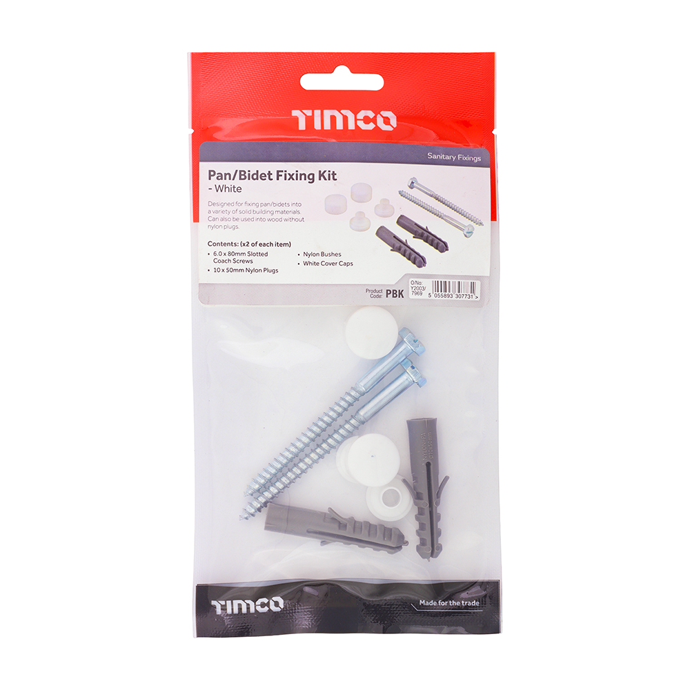 Pan / Bidet Fixing Kit - White - Image 2
