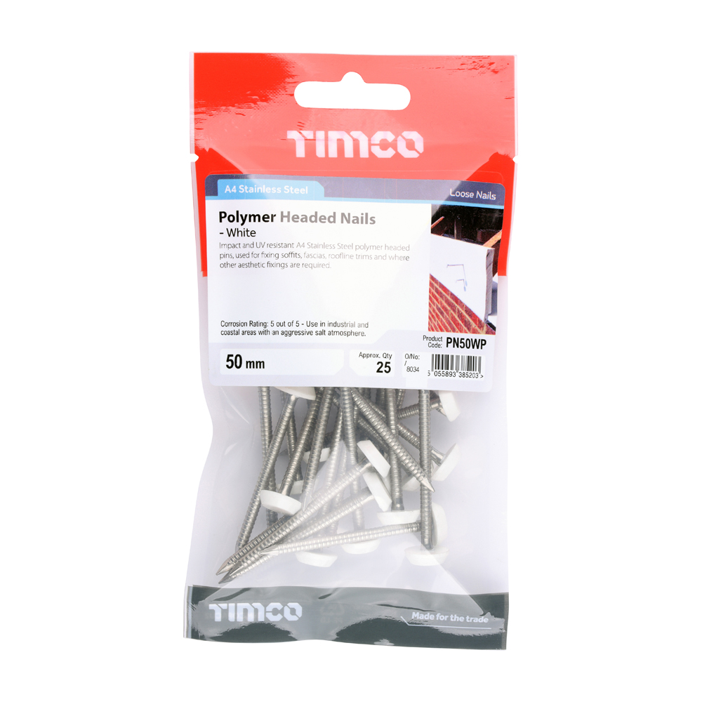 Polymer Headed Nail - White - Image 2