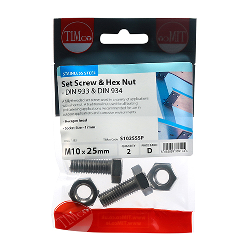 Set Screw & Hex Nut - A2 SS - Image 2