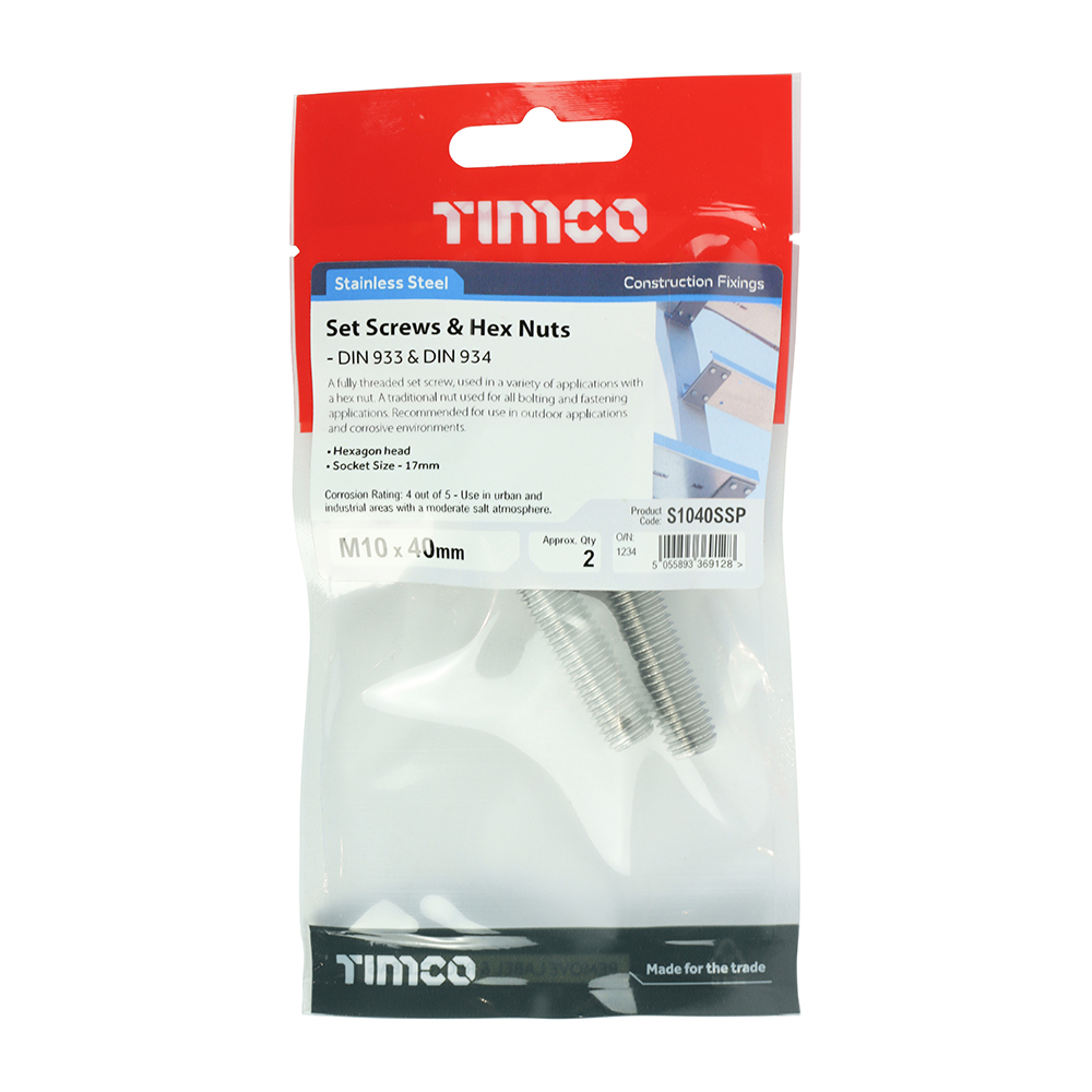 Set Screw & Hex Nut - A2 SS - Image 2