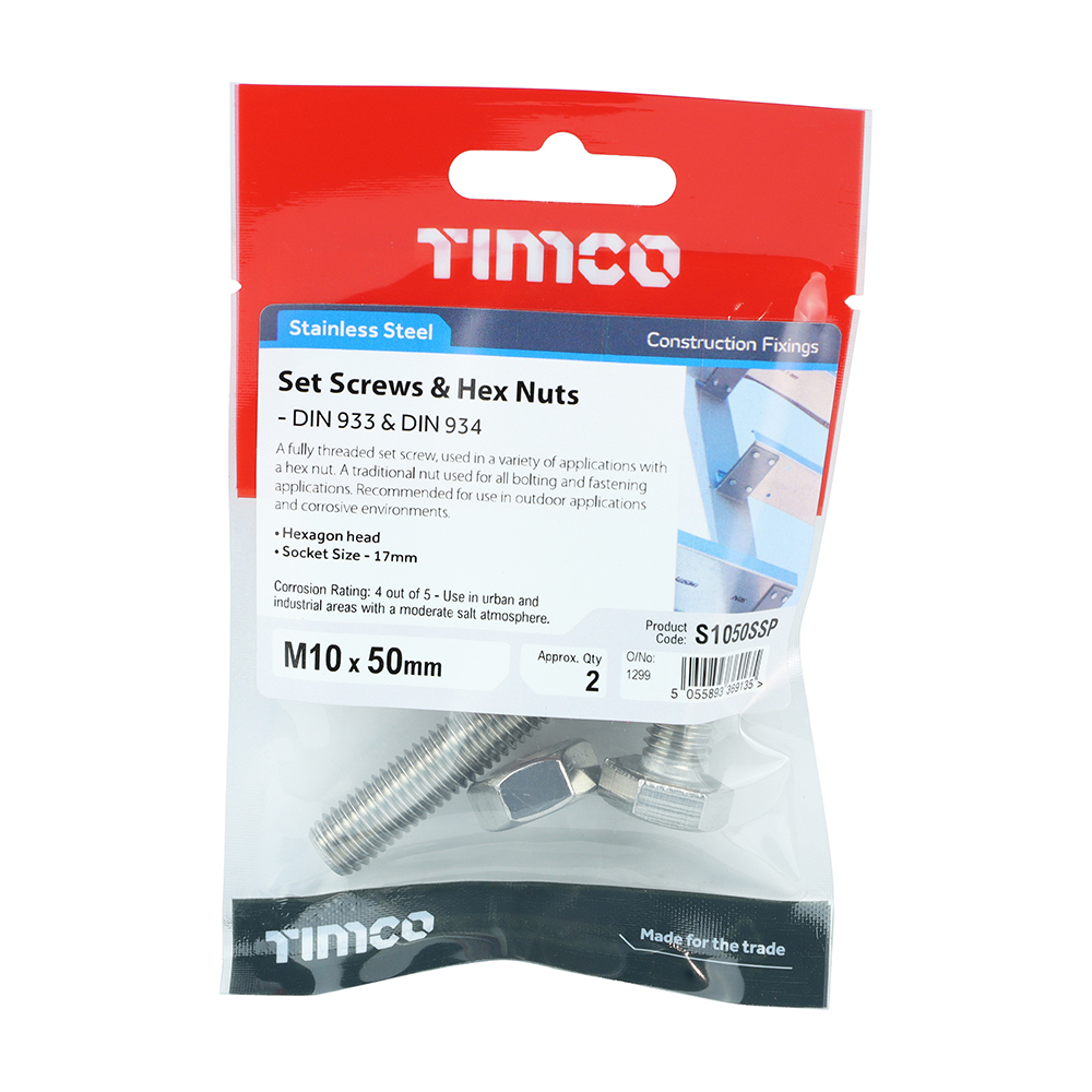 Set Screw & Hex Nut - A2 SS - Image 2