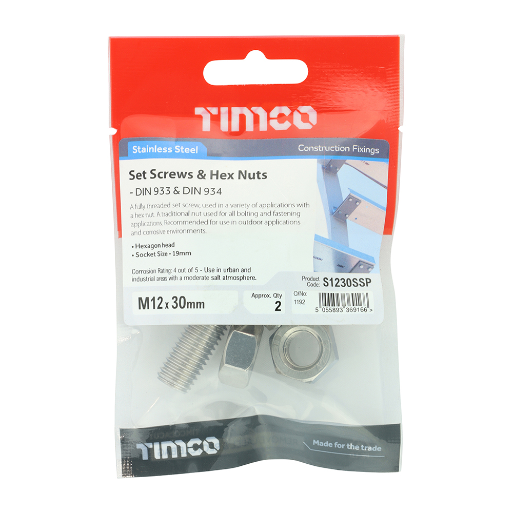 Set Screw & Hex Nut - A2 SS - Image 2