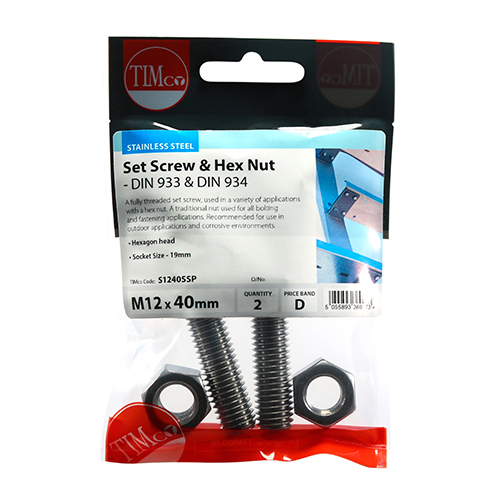 Set Screw & Hex Nut - A2 SS - Image 2