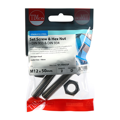 Set Screw & Hex Nut - A2 SS - Image 2