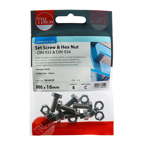 Set Screw & Hex Nut - A2 SS - Image 2