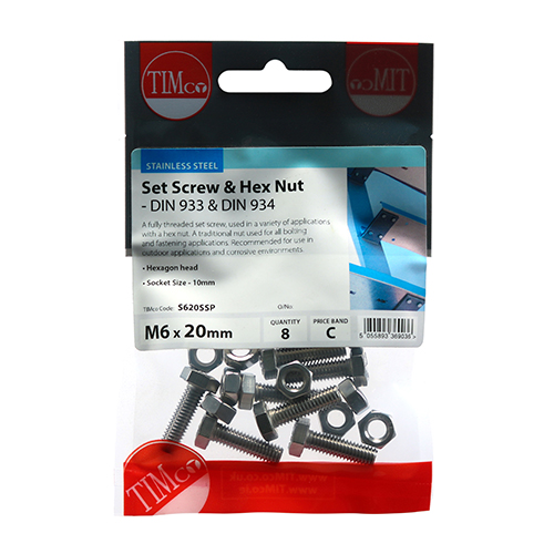 Set Screw & Hex Nut - A2 SS - Image 2