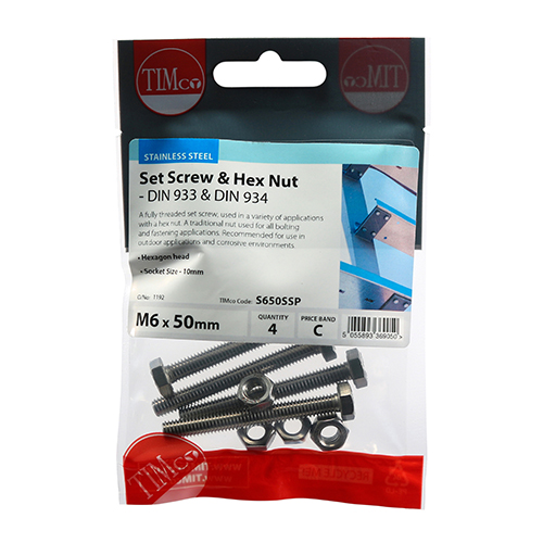 Set Screw & Hex Nut - A2 SS - Image 2