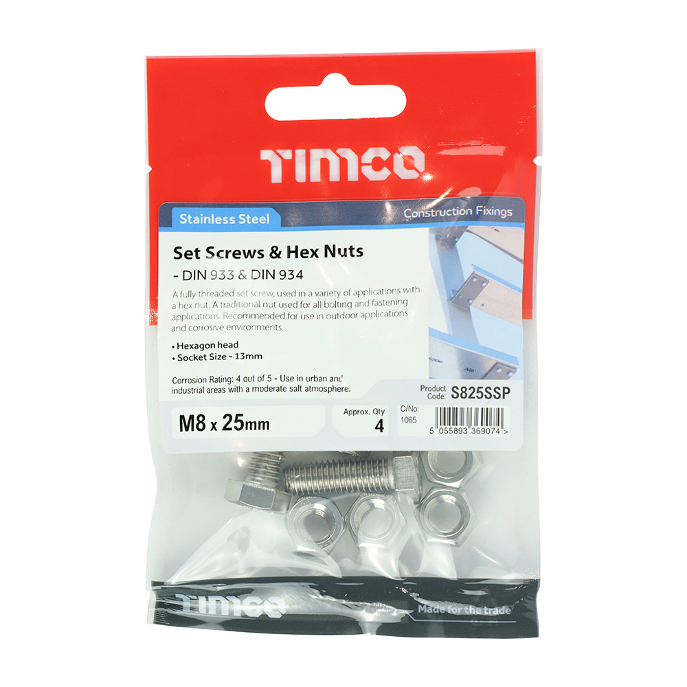 Set Screw & Hex Nut - A2 SS - Image 2