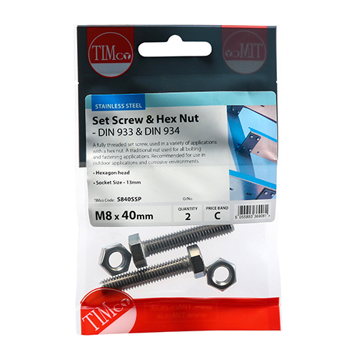 Set Screw & Hex Nut - A2 SS - Image 2