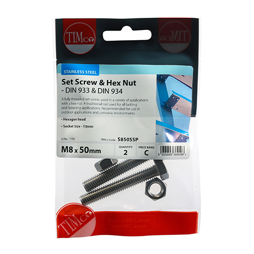 Set Screw & Hex Nut - A2 SS - Image 2