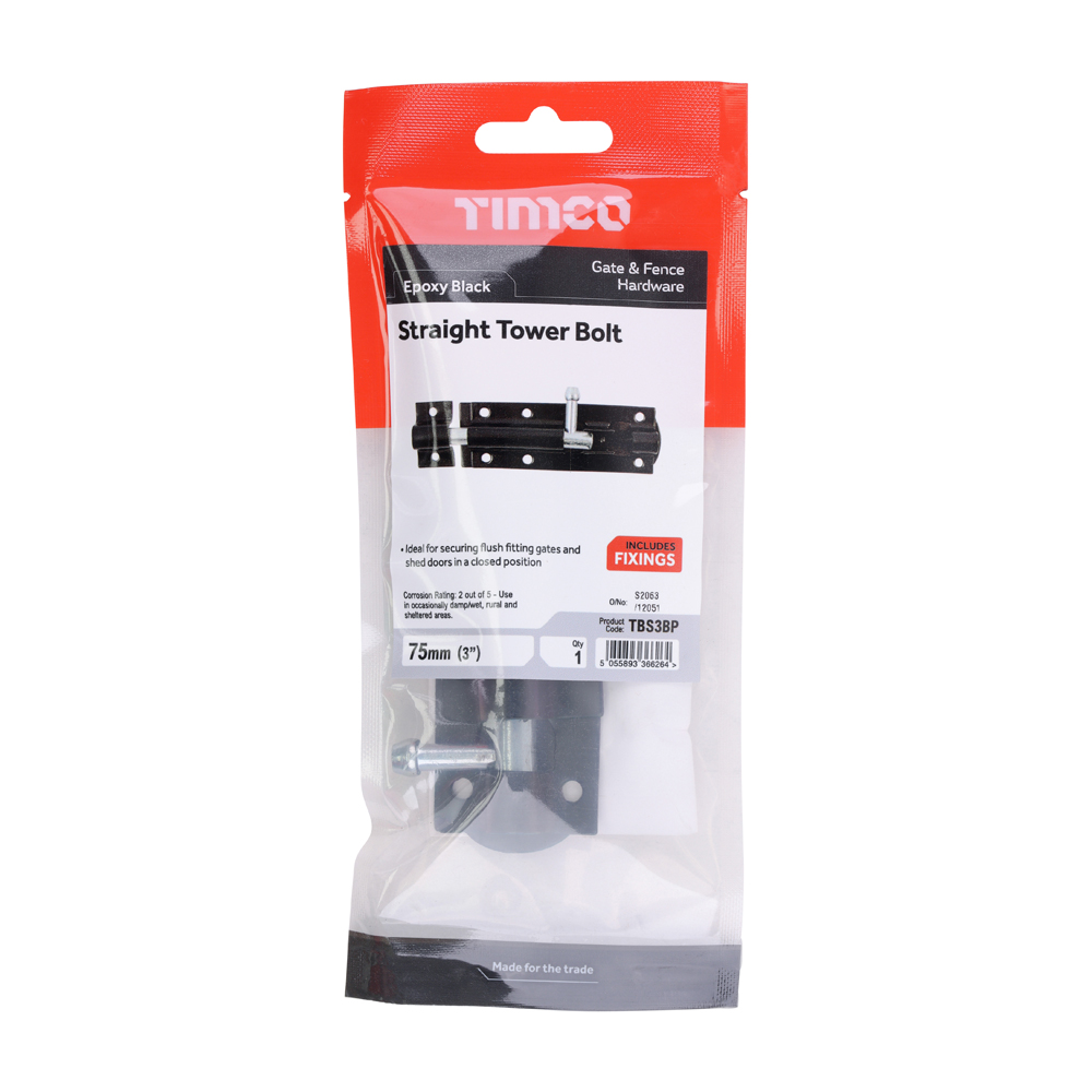 Straight Tower Bolt Black - Image 2