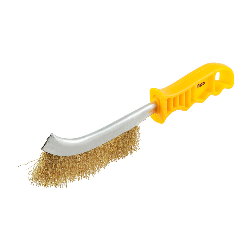 Yellow Handle Wire Brush Brass