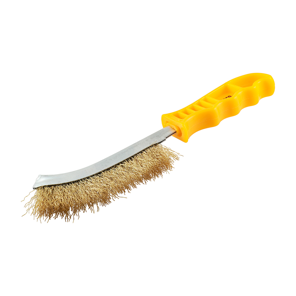 Yellow Handle Wire Brush Brass - Image 2