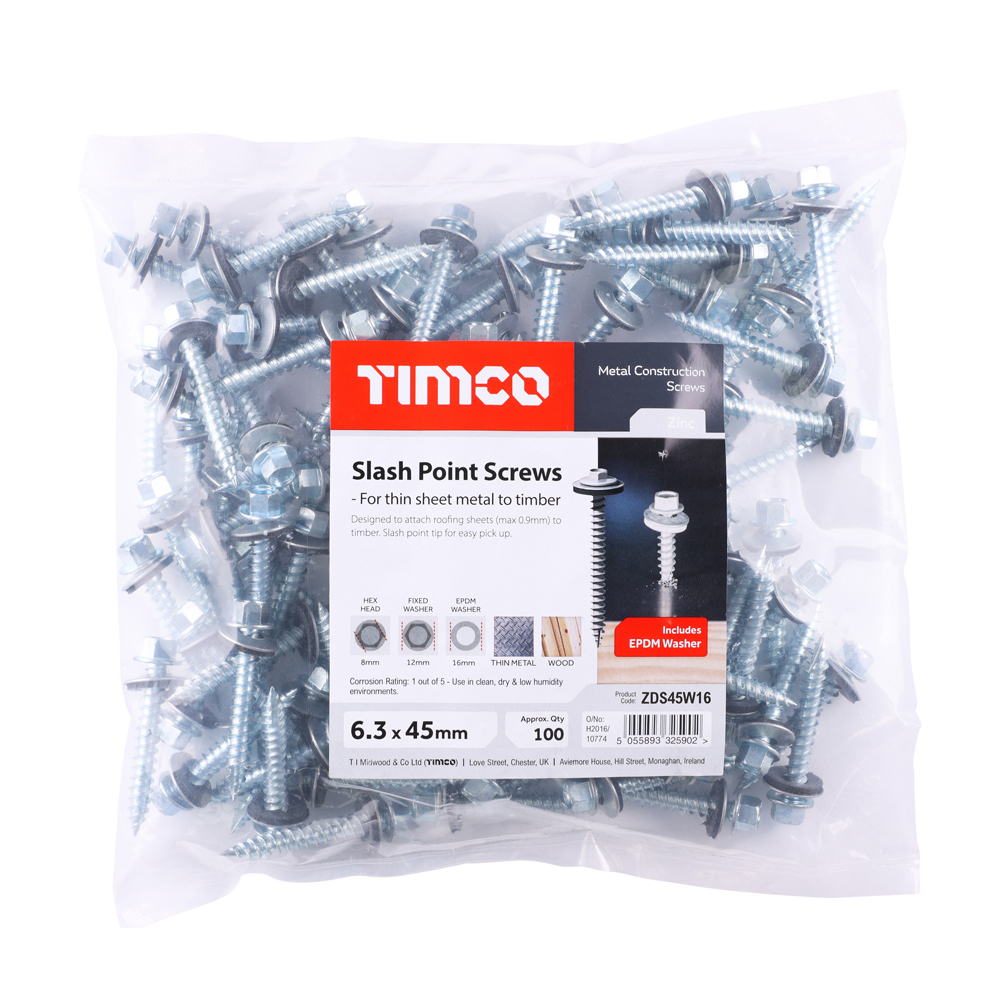Hex Screw W16 Slash Zinc - Image 2