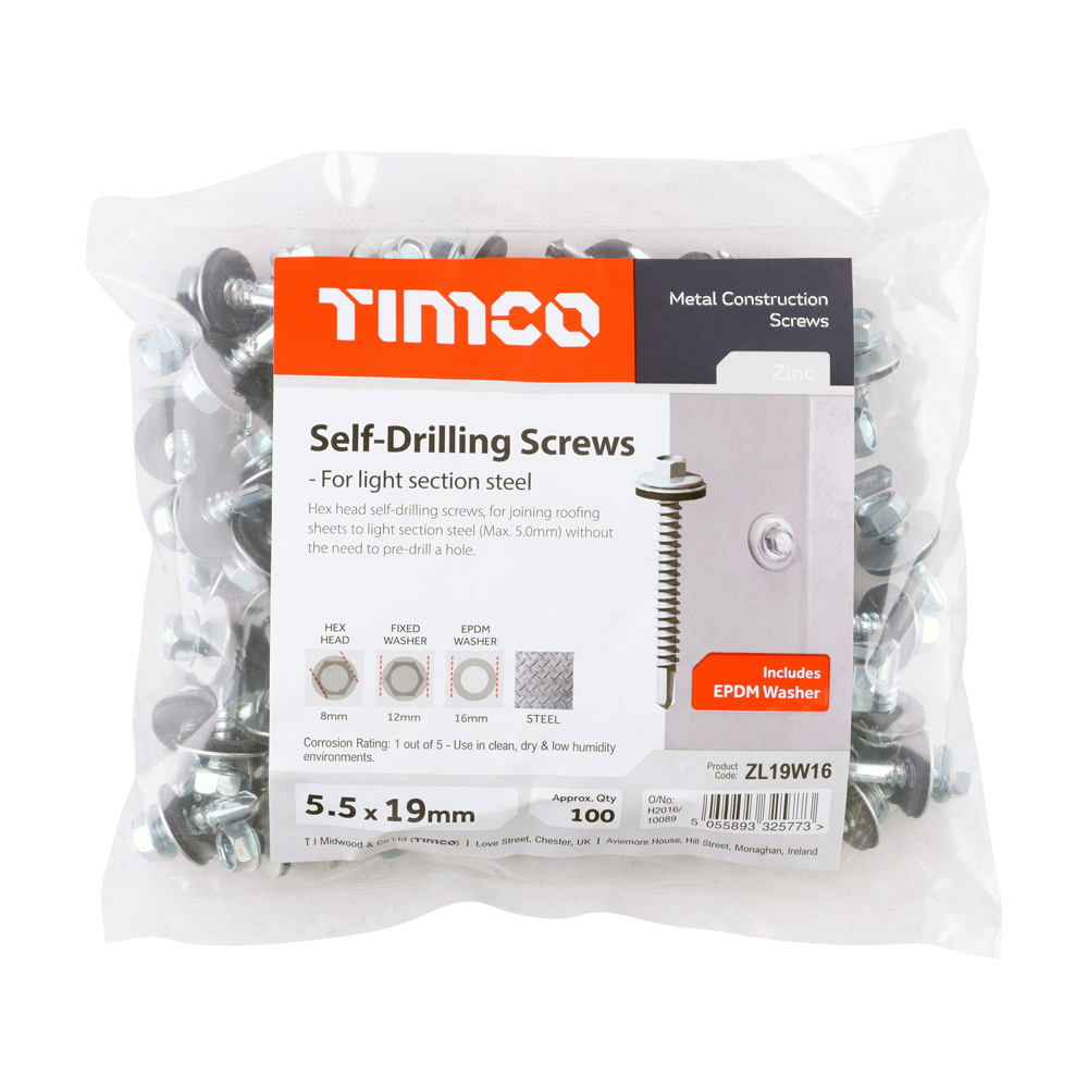 Hex Screw W16 S/DRILL No3 BZP - Image 2
