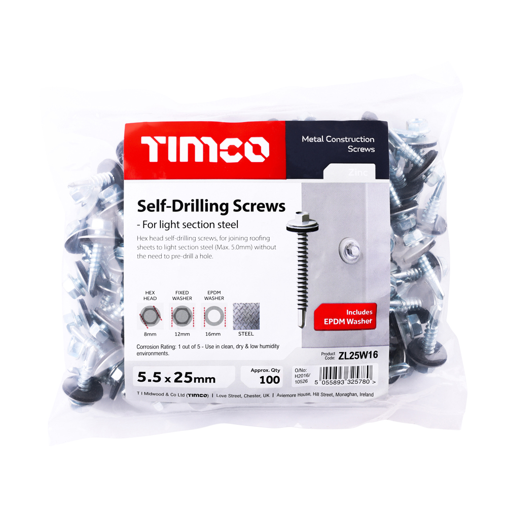 Hex Screw W16 S/DRILL No3 BZP - Image 2