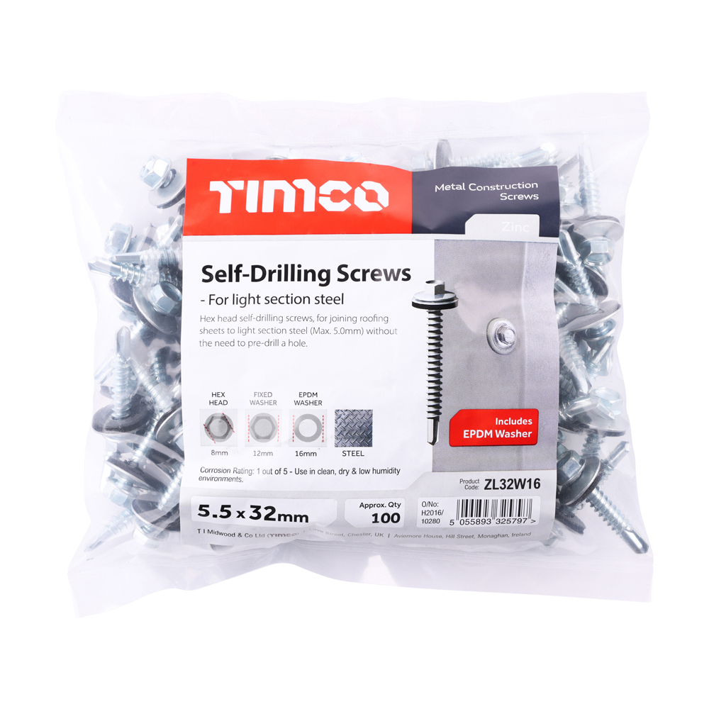 Hex Screw W16 S/DRILL No3 BZP - Image 2