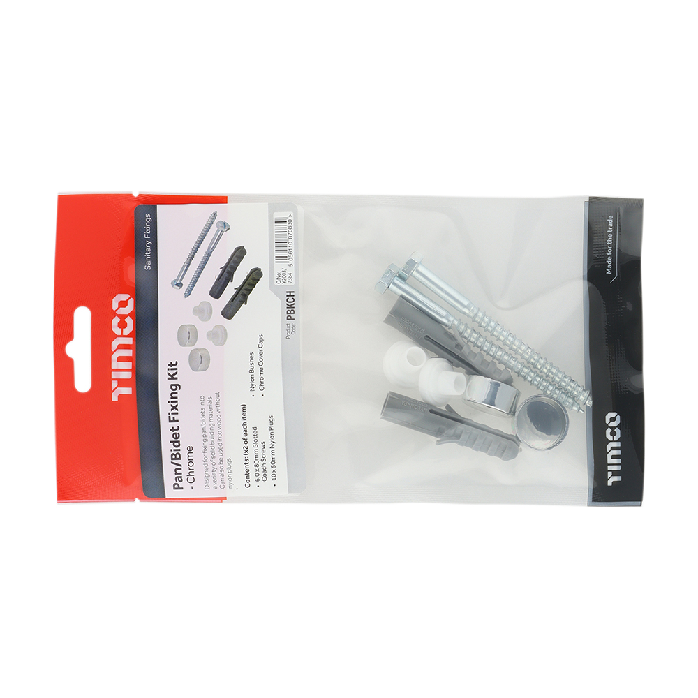 Pan / Bidet Fixing Kit Chrome - Image 2