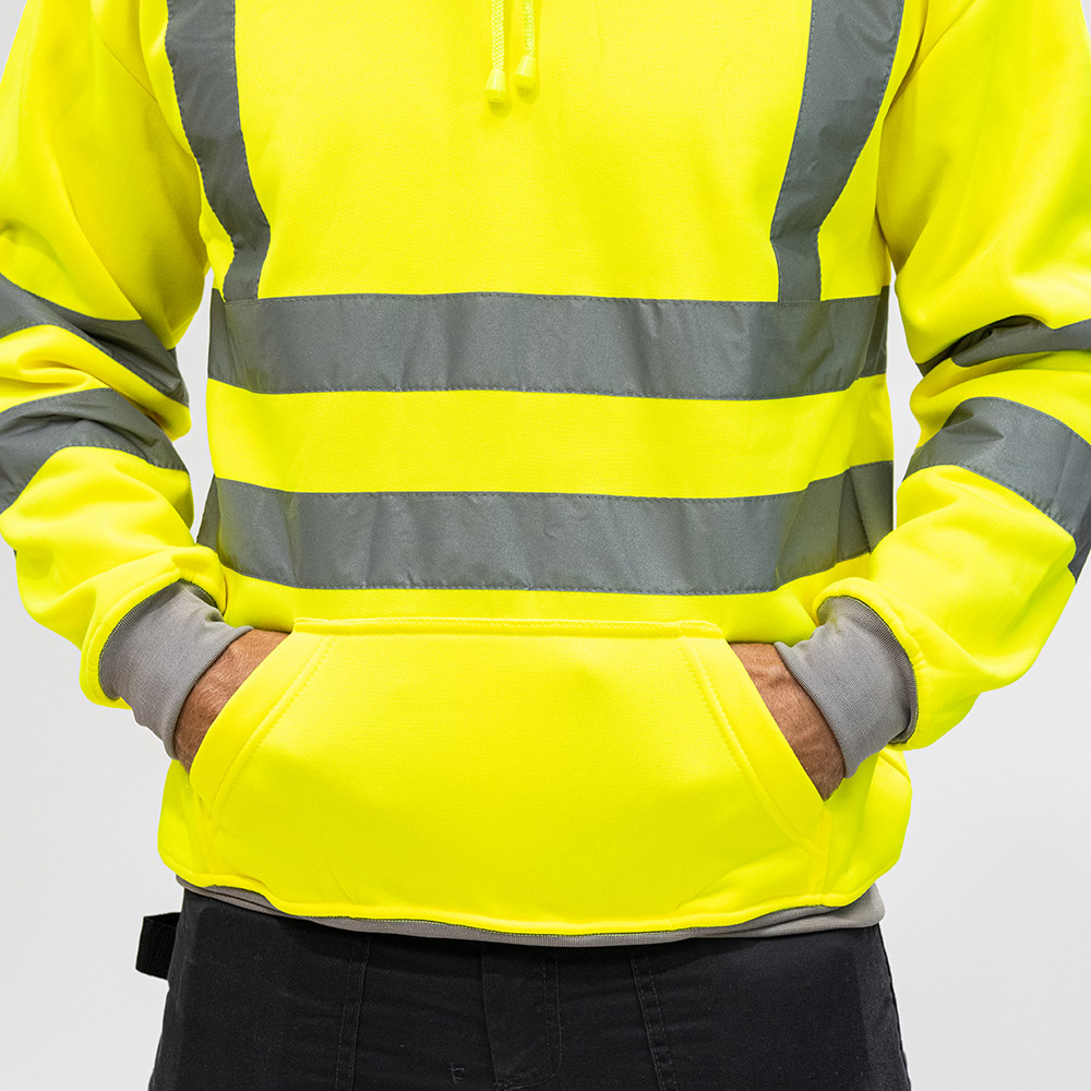 Hi-Visibility Sweatshirt with Hood - Yellow Large