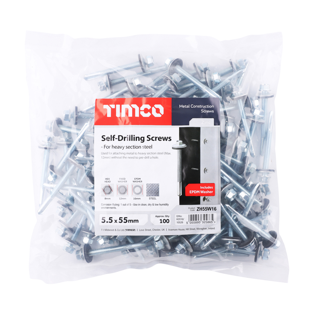 Hex Screw W16 S/DRILL No5 Zinc