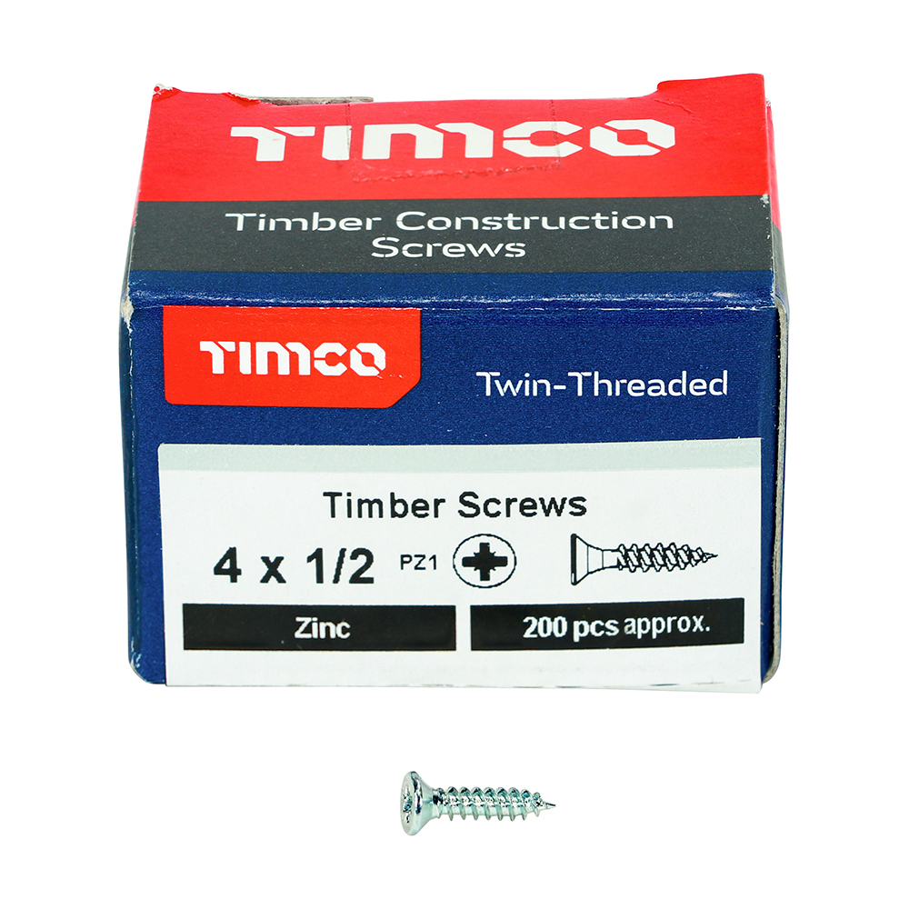 Twin Woodscrew PZ1 CSK Zinc