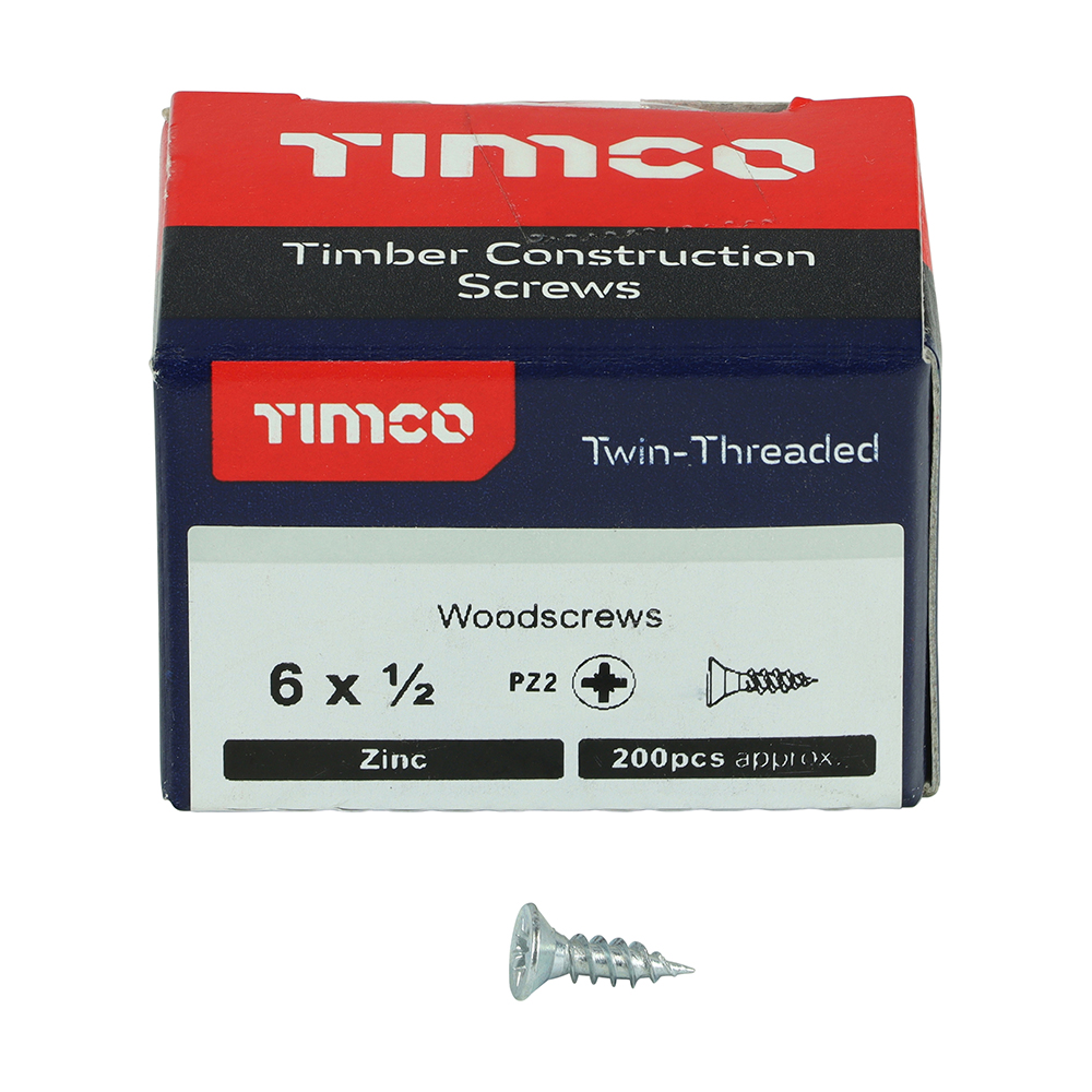 Twin Woodscrew PZ2 CSK Zinc